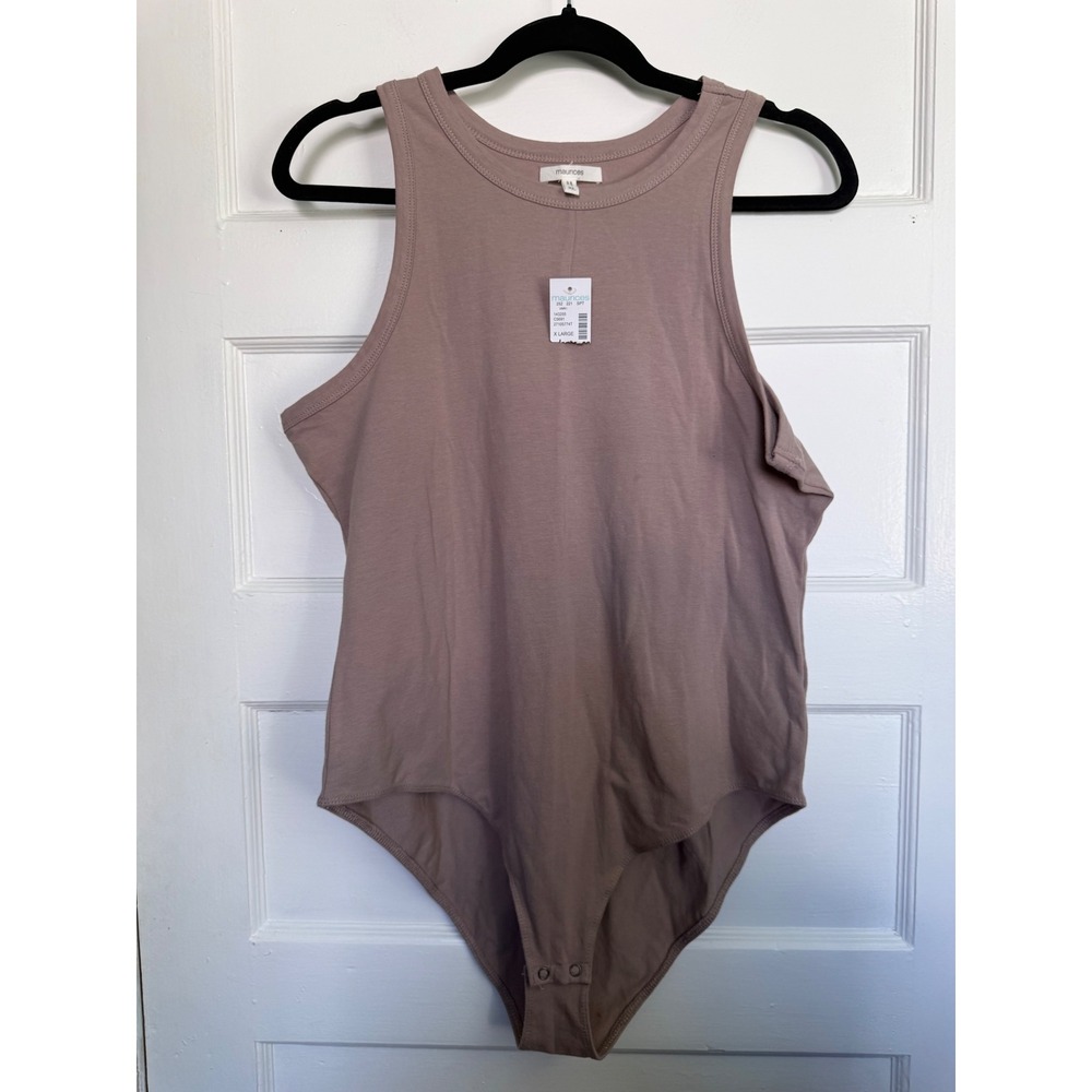 Maurices Womens Mauve Taupe Sleeveless Racerback Bodysuit XL NWT 143255